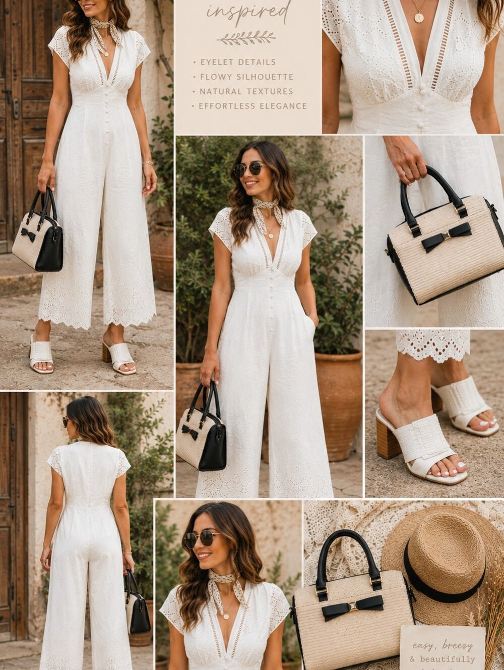 ASTR the Label White Eyelet Lace Wide Leg Jumpsuit XS Boho Cottagecore